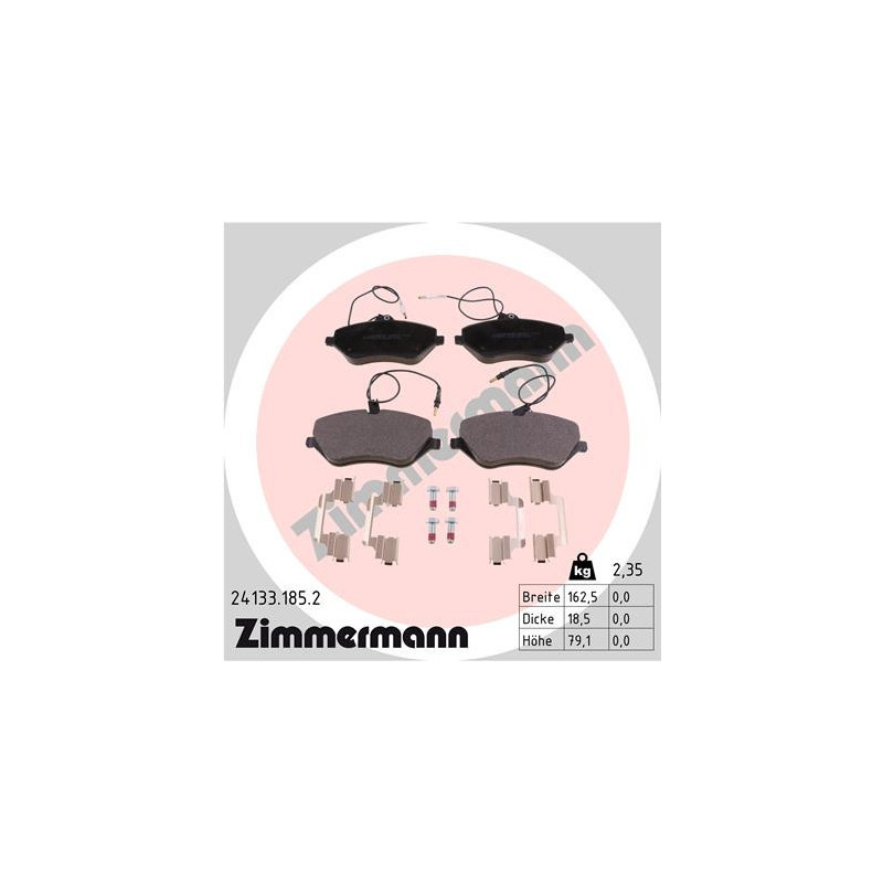 ZIMMERMANN 24133.185.2 Brzdové platničky Predné pre