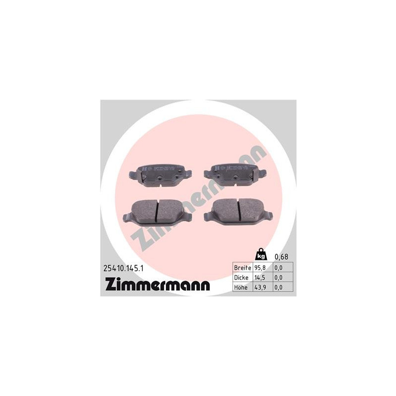 ZIMMERMANN 25410.145.1 Bremsbeläge Hinten für