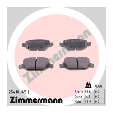 ZIMMERMANN 25410.145.1 Brzdové platničky Zadné pre