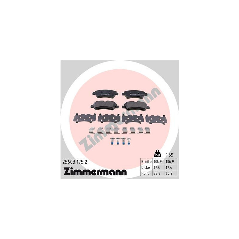 ZIMMERMANN 25603.175.2 Brake Pads Set Rear for