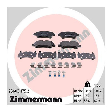ZIMMERMANN 25603.175.2 Brzdové destičky Zadní pro