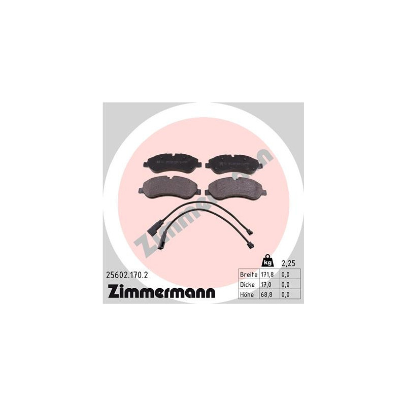 ZIMMERMANN 25602.170.2 Brzdové platničky Predné pre