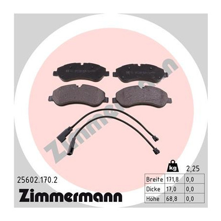 ZIMMERMANN 25602.170.2 Klocki hamulcowe Przód dla