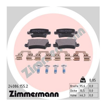 ZIMMERMANN 24086.155.2 Brzdové destičky Zadní pro