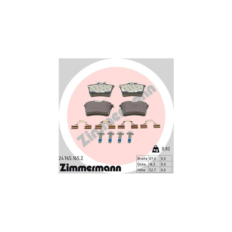 ZIMMERMANN 24765.165.2 Bremsbeläge Hinten für