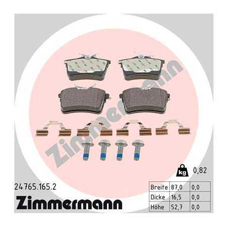 ZIMMERMANN 24765.165.2 Bremsbeläge Hinten für