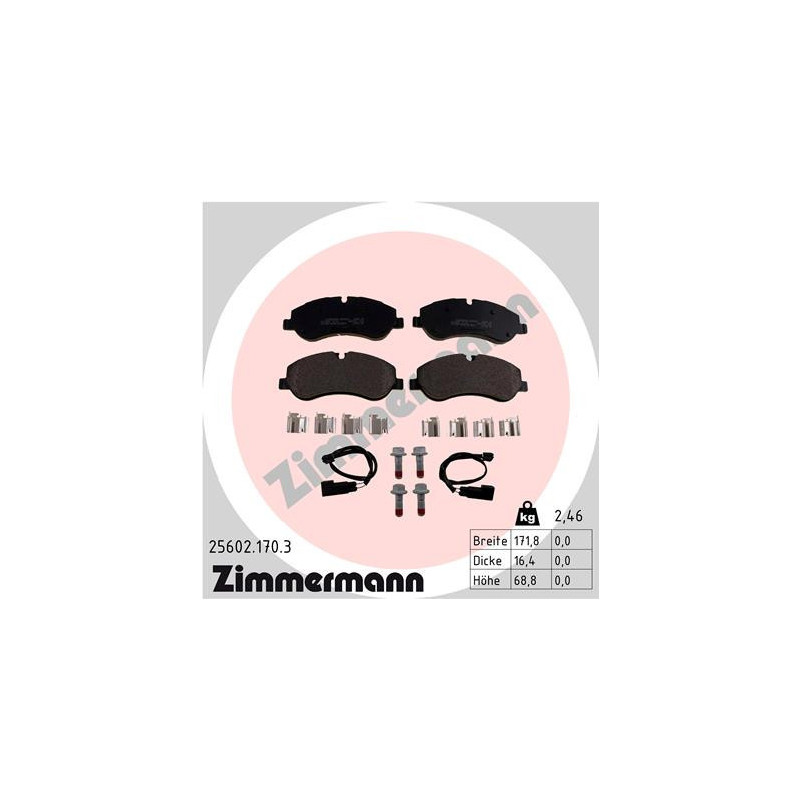 ZIMMERMANN 25602.170.3 Brzdové destičky Přední pro