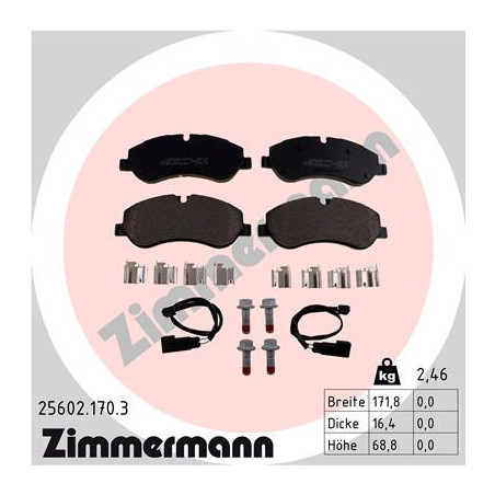 ZIMMERMANN 25602.170.3 Brzdové destičky Přední pro
