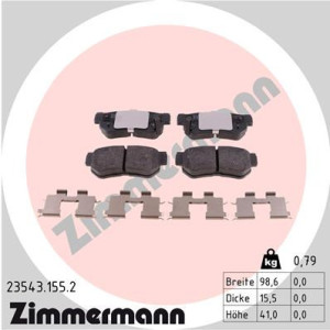 ZIMMERMANN 23543.155.2 Pastillas de freno Trasero para