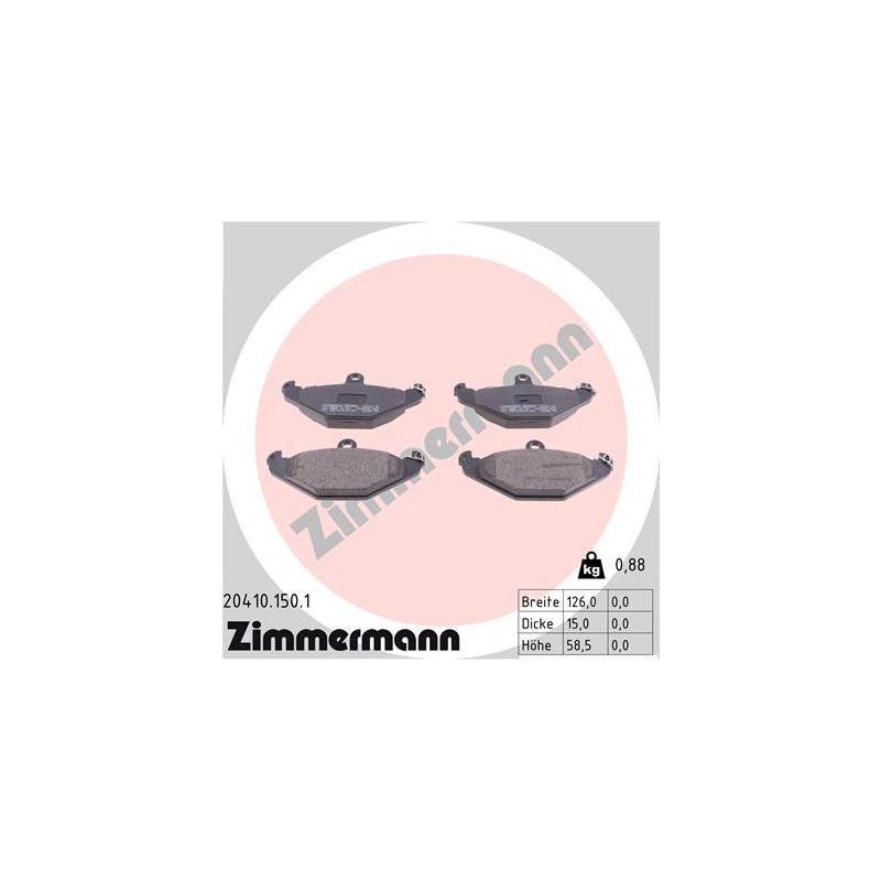 ZIMMERMANN 20410.150.1 Bremsbeläge