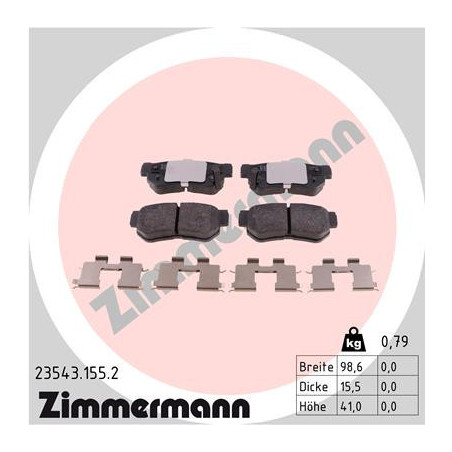 ZIMMERMANN 23543.155.2 Klocki hamulcowe Tył dla