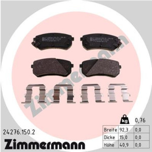 ZIMMERMANN 24276.150.2 Pastillas de freno Trasero para