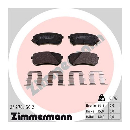 ZIMMERMANN 24276.150.2 Pastiglie freno Posteriore per