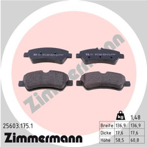 ZIMMERMANN 25603.175.1 Brzdové platničky Zadné pre