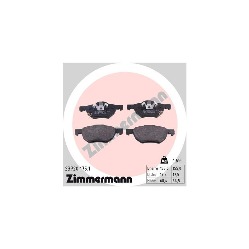 ZIMMERMANN 23720.175.1 Bremsbeläge Vorne für