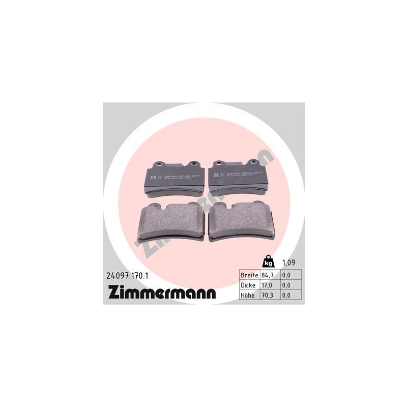 ZIMMERMANN 24097.170.1 Klocki hamulcowe Tył dla