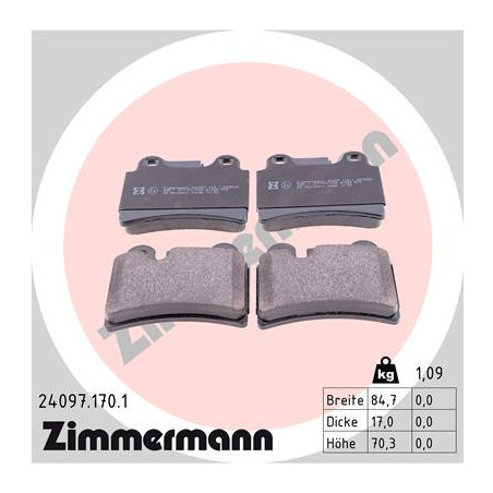 ZIMMERMANN 24097.170.1 Brzdové destičky Zadní pro