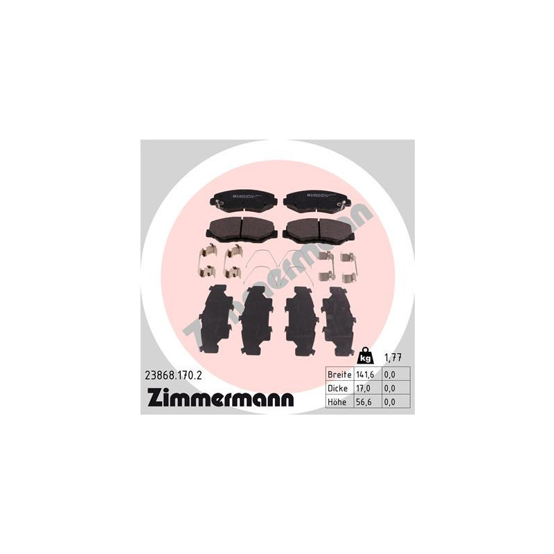 ZIMMERMANN 23868.170.2 Brzdové destičky Přední pro