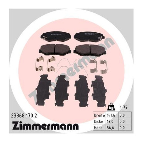 ZIMMERMANN 23868.170.2 Brzdové destičky Přední pro