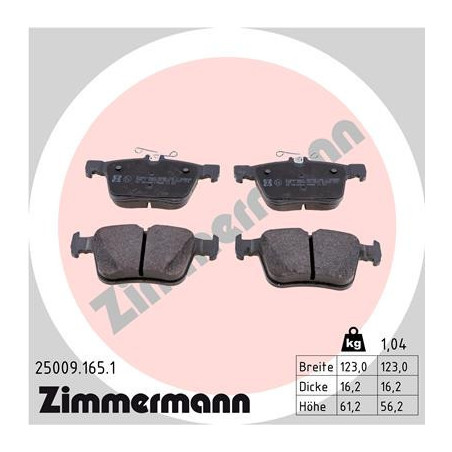 ZIMMERMANN 25009.165.1 Pastiglie freno Posteriore per