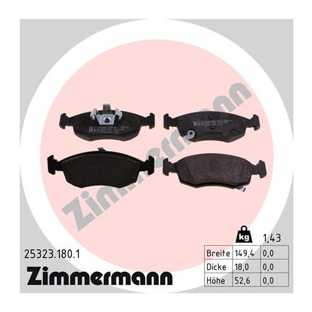 ZIMMERMANN 25323.180.1 Pastillas de freno Delantero para