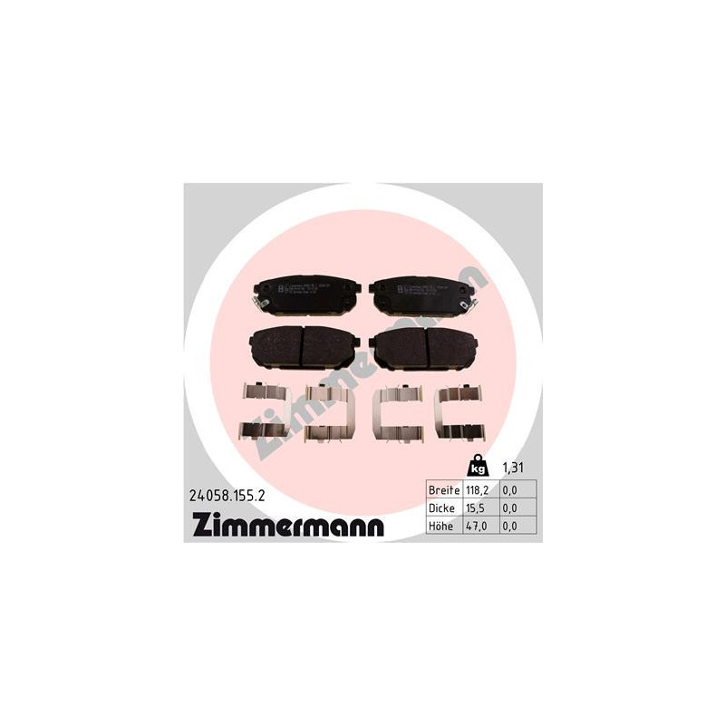 ZIMMERMANN 24058.155.2 Bremsbeläge Hinten für