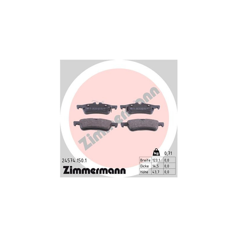 ZIMMERMANN 24574.150.1 Brzdové destičky Zadní pro