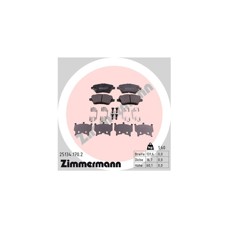 ZIMMERMANN 25134.170.2 Brake Pads Set Front for