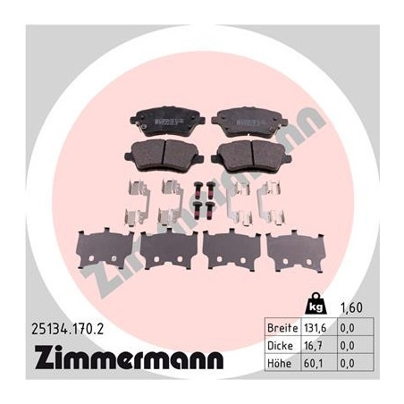 ZIMMERMANN 25134.170.2 Plaquettes de frein Avant pour