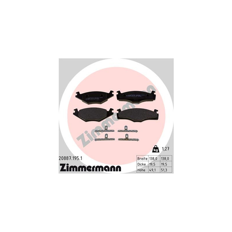 ZIMMERMANN 20887.195.1 Brake Pads