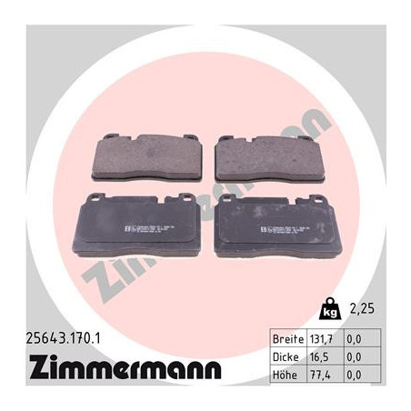 ZIMMERMANN 25643.170.1 Brzdové destičky Přední pro