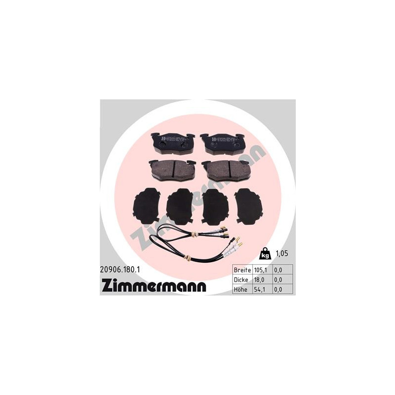 ZIMMERMANN 20906.180.1 Brake Pads