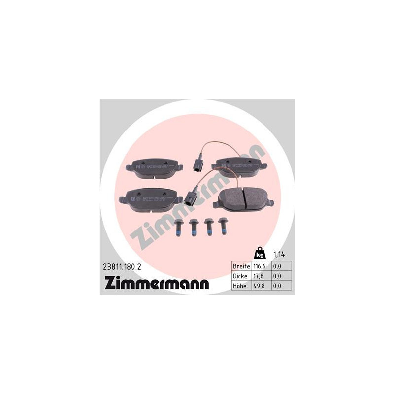 ZIMMERMANN 23811.180.2 Klocki hamulcowe