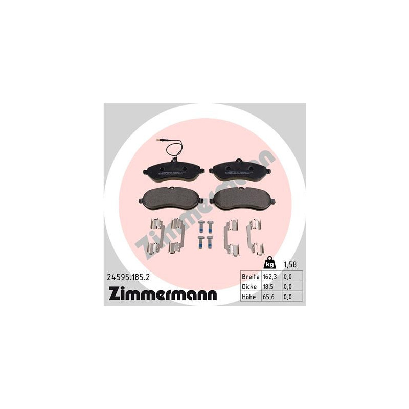 ZIMMERMANN 24595.185.2 Brzdové destičky Přední pro