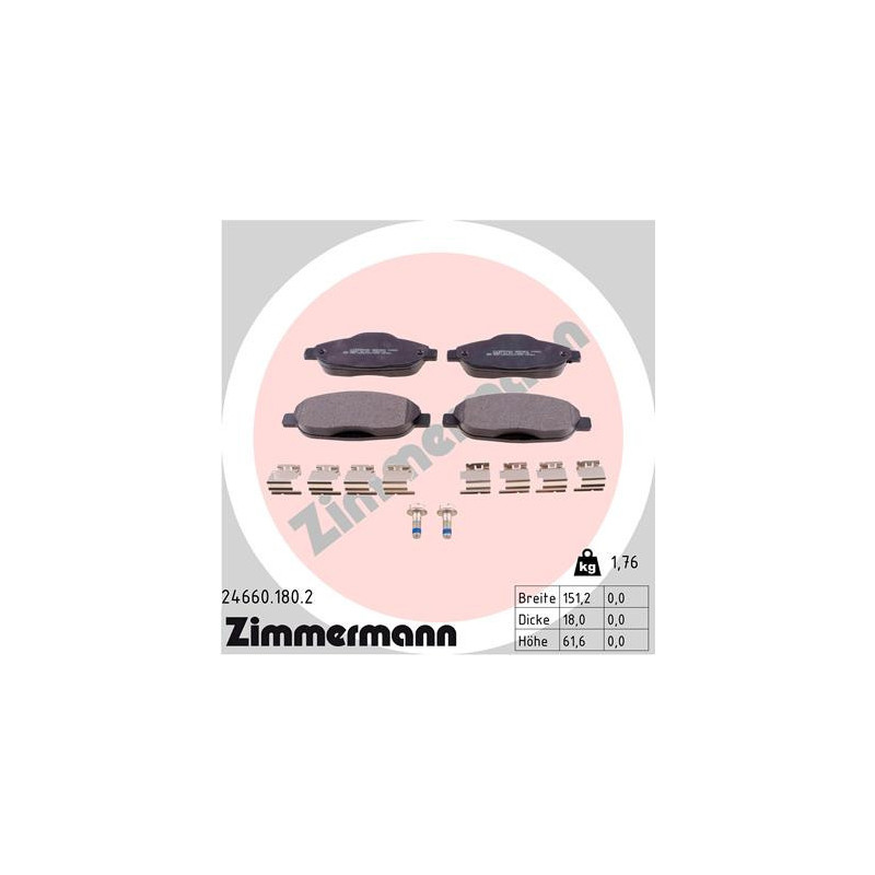 ZIMMERMANN 24660.180.2 Brzdové platničky Predné pre