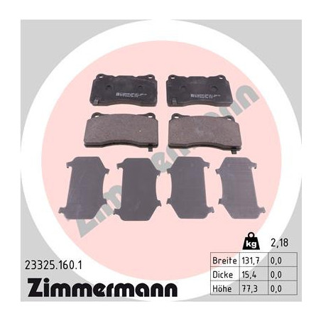 ZIMMERMANN 23325.160.1 Klocki hamulcowe Przód dla
