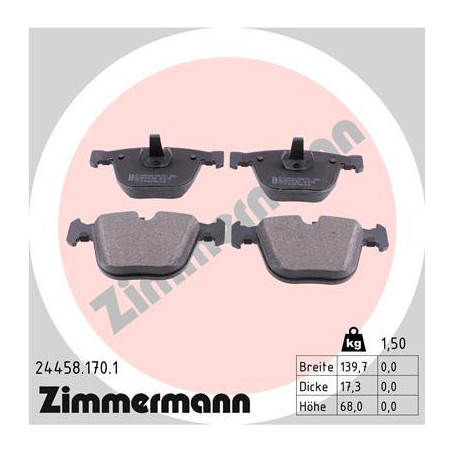 ZIMMERMANN 24458.170.1 Bremsbeläge Hinten für