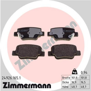 ZIMMERMANN 24926.165.1 Klocki hamulcowe Tył dla