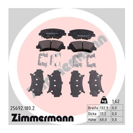 ZIMMERMANN 25692.180.2 Pastillas de freno Delantero para