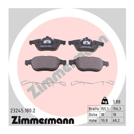 ZIMMERMANN 23245.180.2 Plaquettes de frein Avant pour