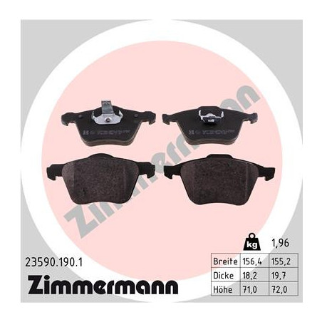 ZIMMERMANN 23590.190.1 Brzdové destičky Přední pro