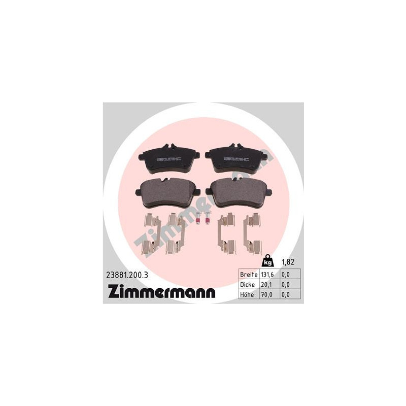ZIMMERMANN 23881.200.3 Pastillas de freno Delantero para