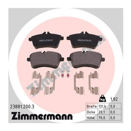 ZIMMERMANN 23881.200.3 Brzdové destičky Přední pro