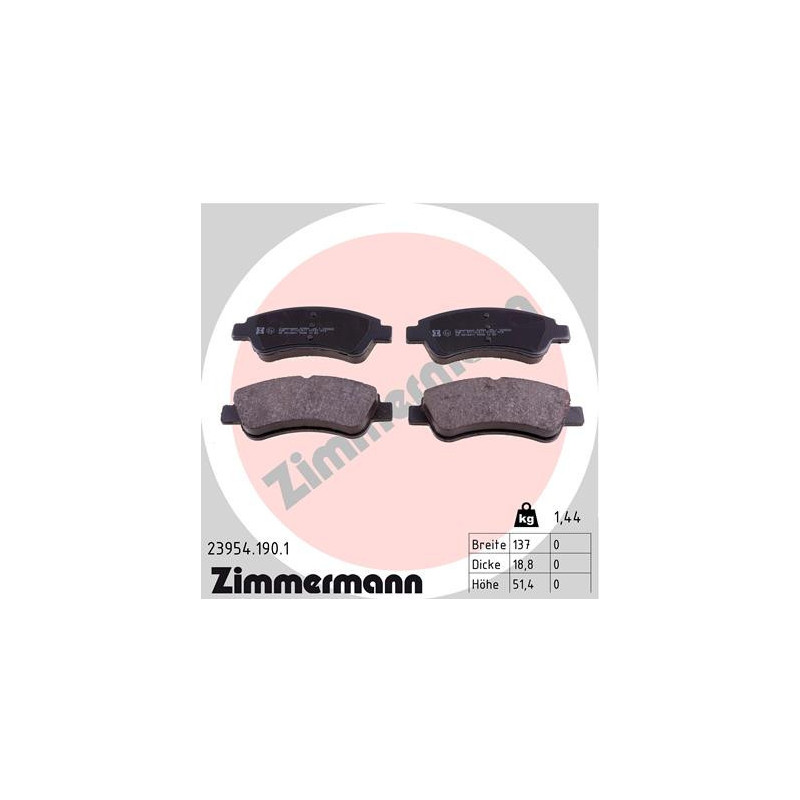 ZIMMERMANN 23954.190.1 Brake Pads Set Front for