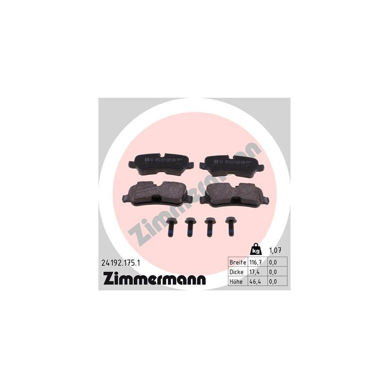 ZIMMERMANN 24192.175.1 Klocki hamulcowe Tył dla