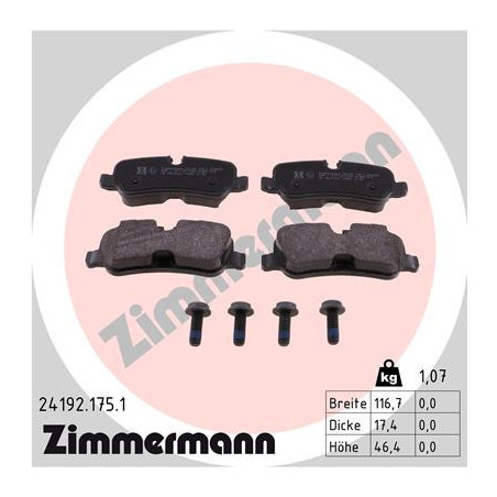 ZIMMERMANN 24192.175.1 Klocki hamulcowe Tył dla