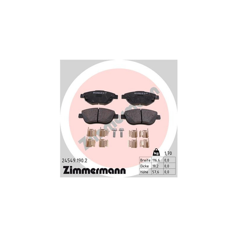 ZIMMERMANN 24549.190.2 Pastiglie freno Anteriore per