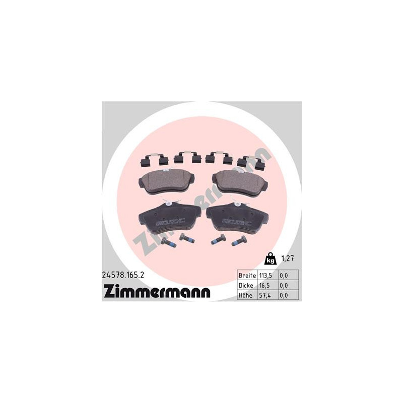 ZIMMERMANN 24578.165.2 Pastillas de freno Trasero para