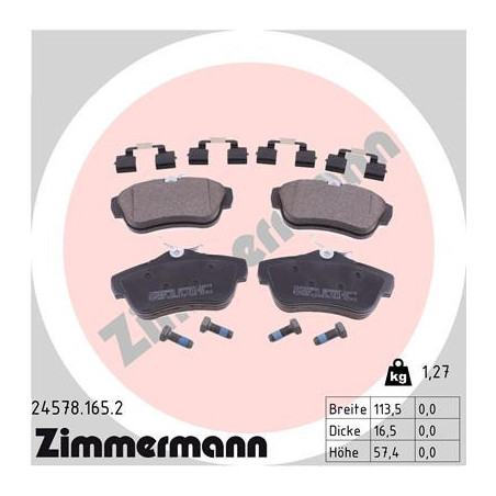 ZIMMERMANN 24578.165.2 Pastillas de freno Trasero para