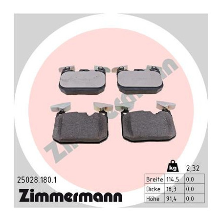 ZIMMERMANN 25028.180.1 Brzdové destičky Přední pro